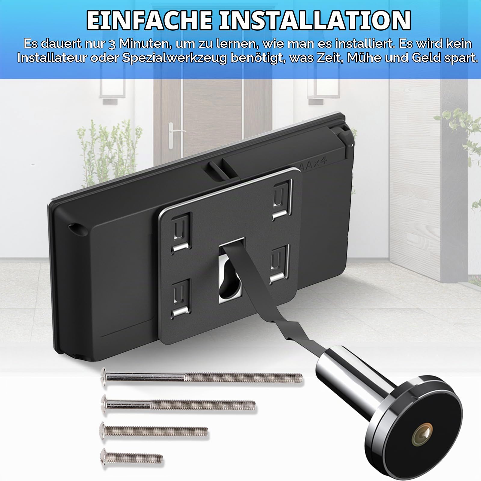 Nikou Digitaler Türspion Kamera, 3,5-Zoll-LCD Elektronische Guckloch-Kamera, 1MP 120-Grad Türklingel Türspion Katzenaugenloch 24 Stunden Überwachung, Ohne Nachtsicht, für Türdicke von 35-100mm