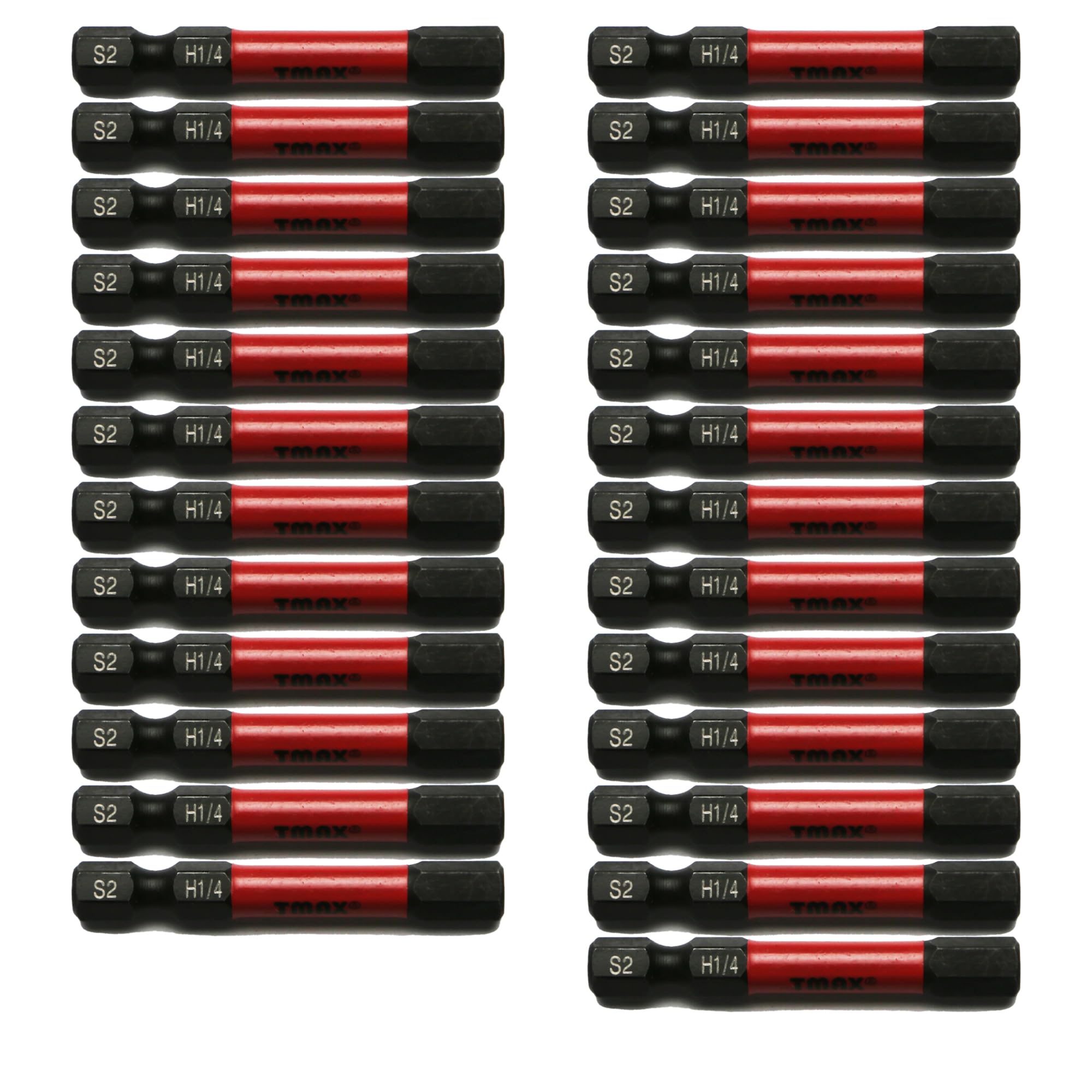 Juego de 25 puntas de inserción hexagonales TMAX H1/4 con vástago de impacto negro