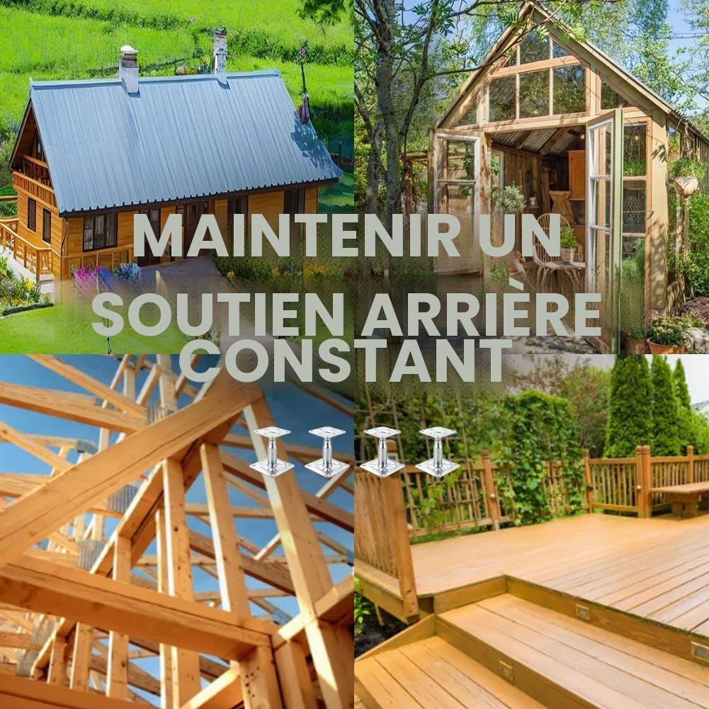 Lot de 4 Supports de Poteau Réglables, Galvanisés, 100-130 mm, pour Support Poteau Bois, Pied de Poteau Réglable, Clôtures, Pergolas, Abris