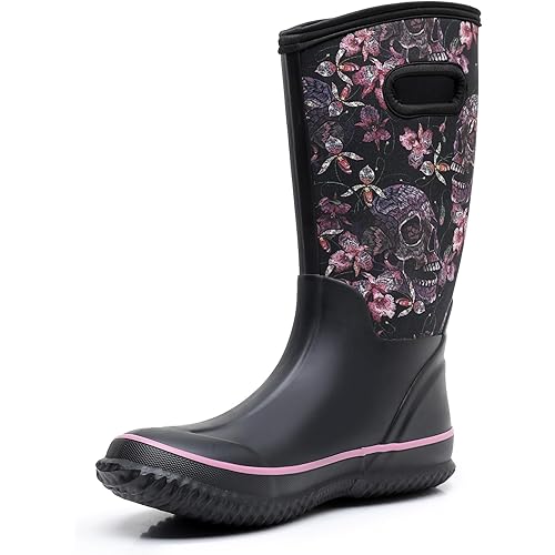 WTW Mid Calf Rain Boots for Women - Waterproof Insulated Neoprene Mud Boots Outdoor Hunting Garden Boots