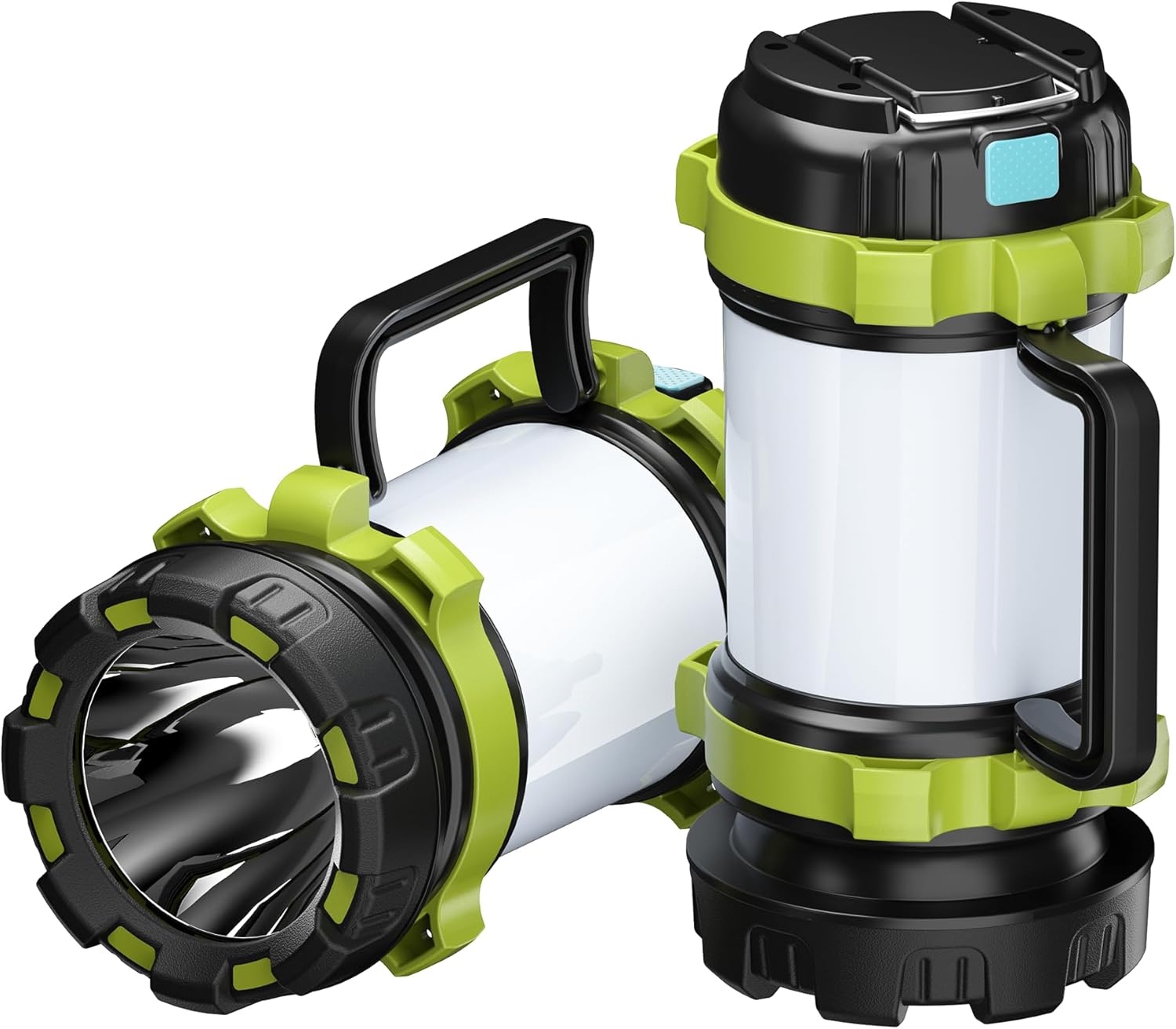 AlpsWolf Rechargeable Flashlight, 6 Modes Camping Flashlight LED Camping Lantern for Power Outage, Flashlight for Home, Emergency, Green,2 Packs