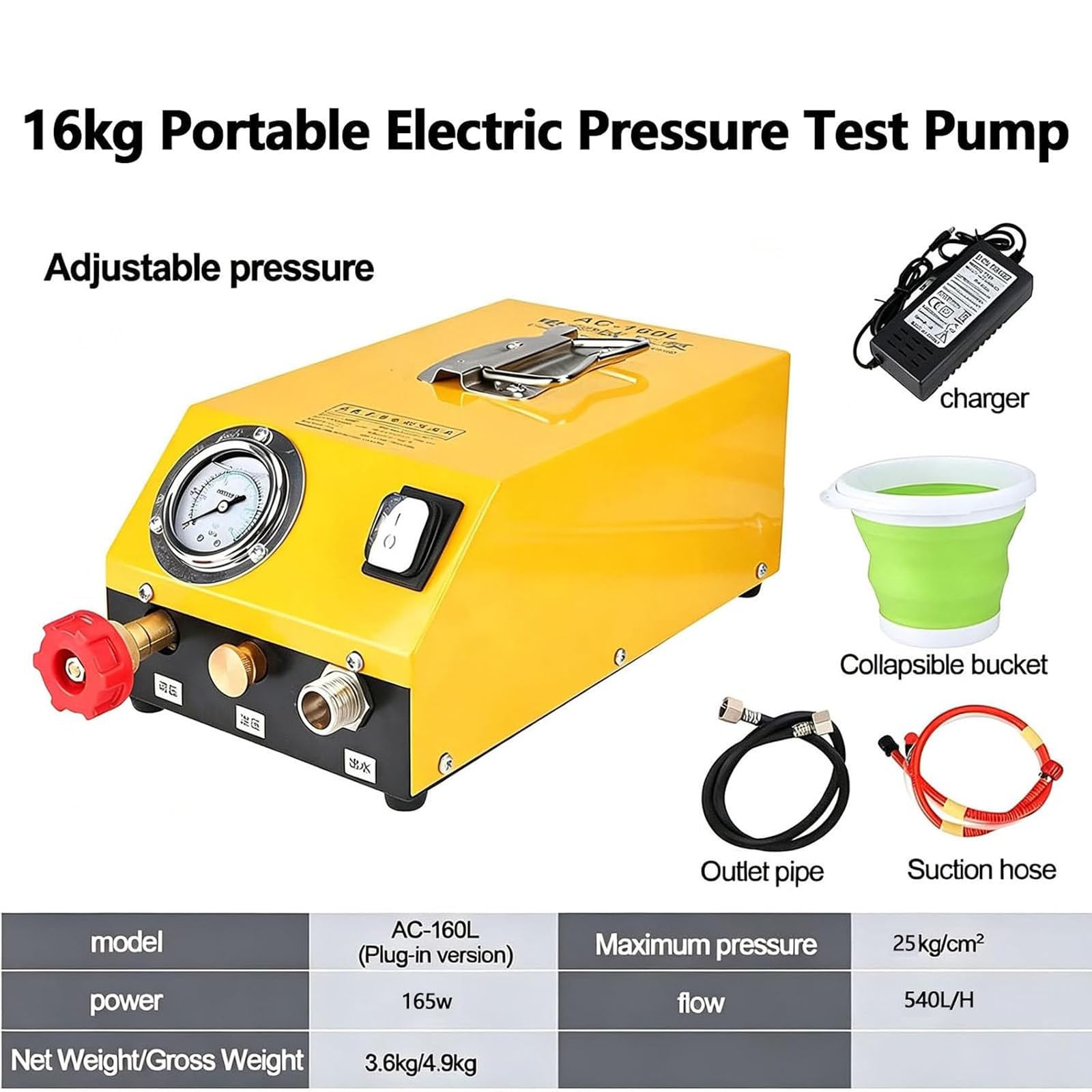Elektryczna Pompa Do Prób Ciśnieniowych Z Regulacją 16kg