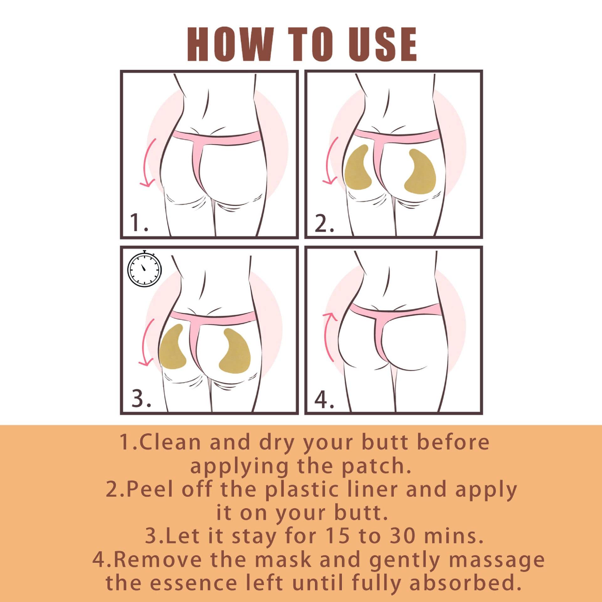 Hip Lift Patch, Zweetbestendig Billen Lifting Patch 4PCS Huidvriendelijk voor Thuis
