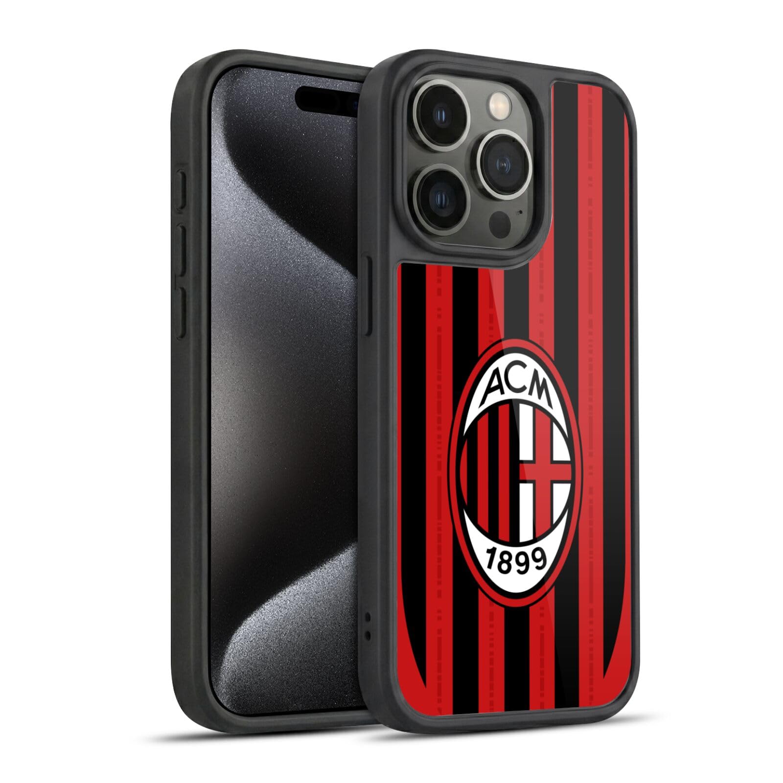 Head Case Designs Offizielle AC Milan Home 2024/25 Wappen-Set Gel Armour Hülle [Militärischer Schutzgrad] kompatibel mit Apple iPhone 15 Pro