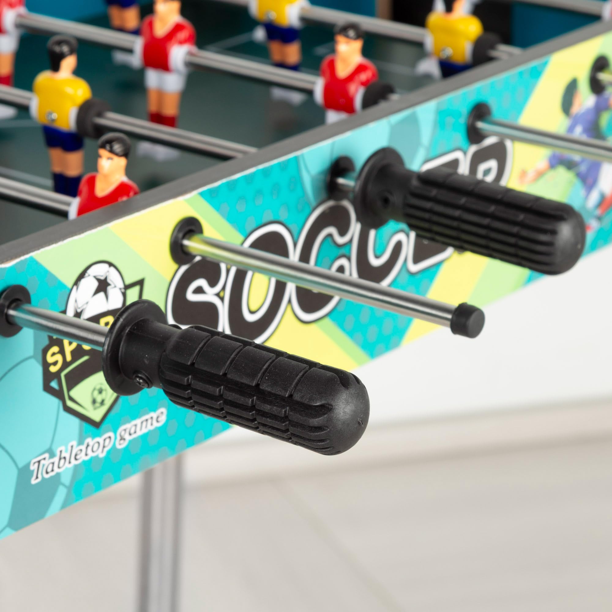 ColorBaby CB Games 39468 Baby-Foot en Plastique résistant, 18 Joueurs, avec marqueurs manuels, pour 2 Personnes, Baby-Foot pour Enfants