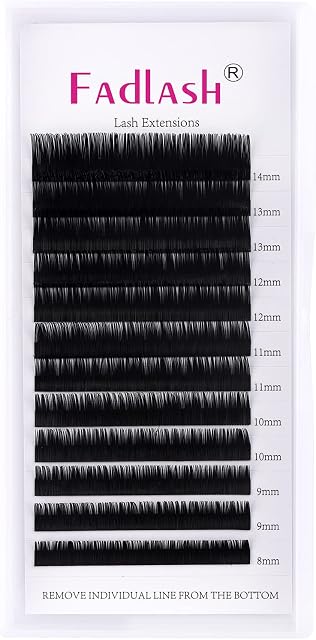 Fadlash Individual Classic Eyelash Extension 0.20mm D Curl 8-14mm Mixed Tray 1:1 Matte Black Professional Classic Individual Lashes