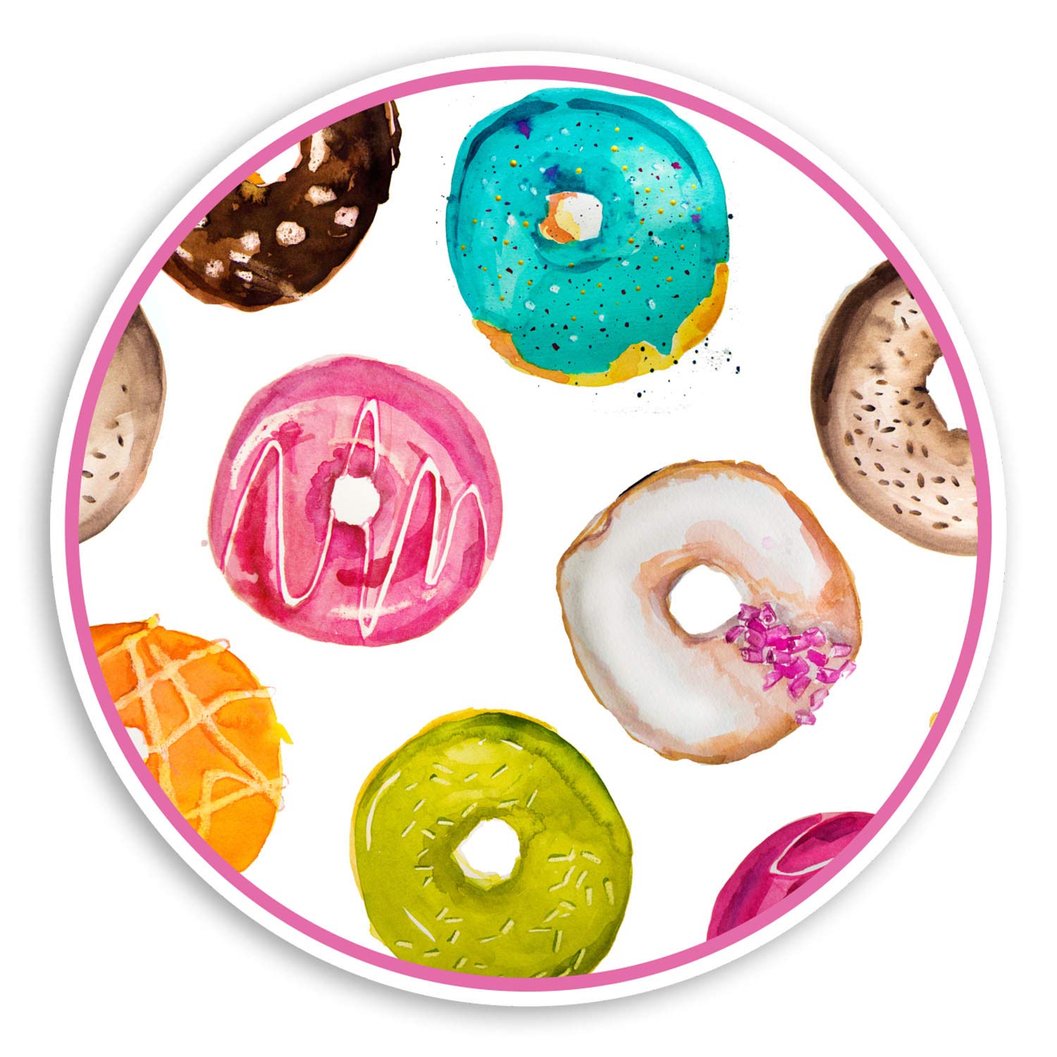 2 x 10cm Colourful Donuts Vinyl Stickers - Sweets Cake Fun Sticker Laptop #8480 (10cm Wide)
