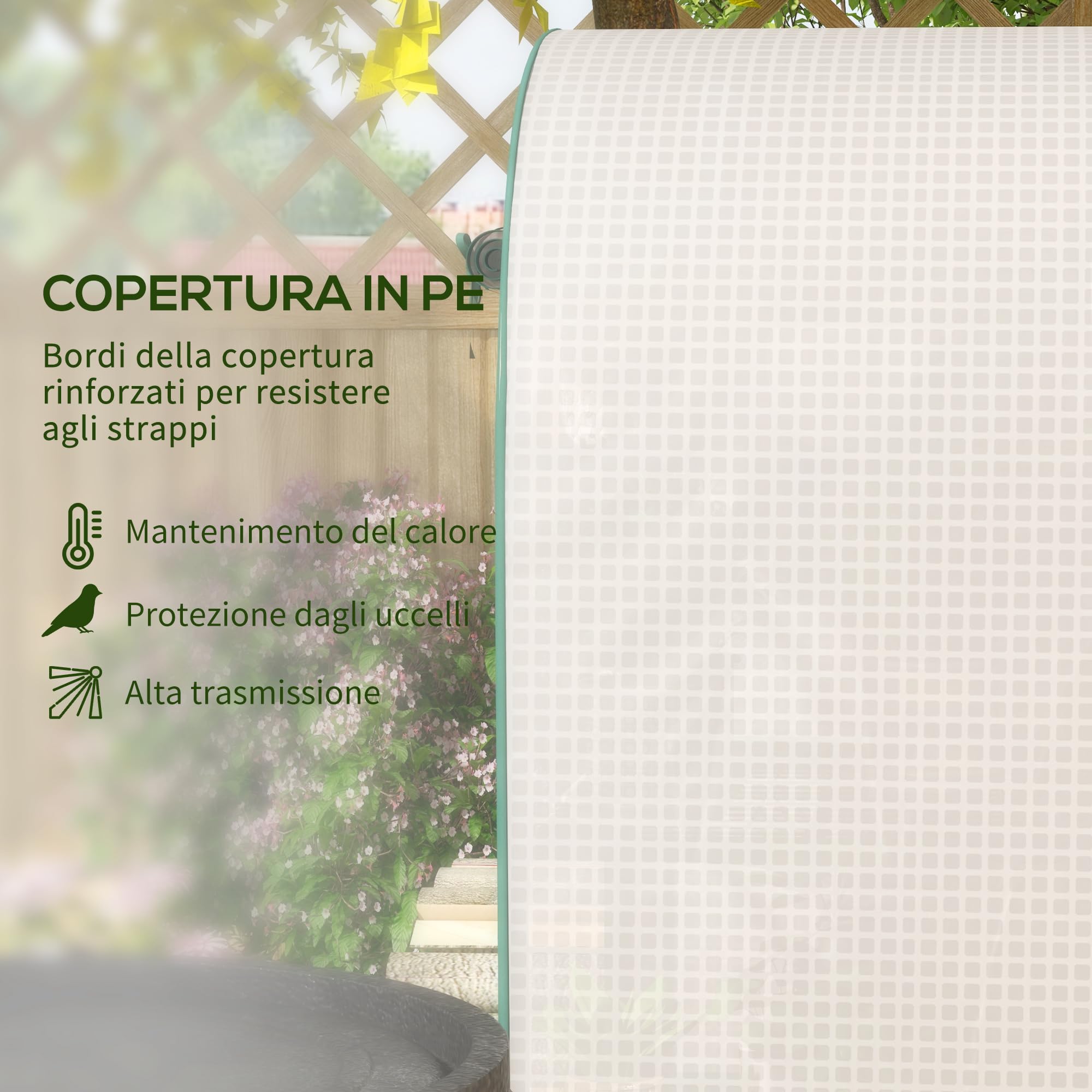 Outsunny Serra da Balcone a 4 Ripiani con Porta Avvolgibile, Serra per Orto con Struttura in Acciaio e Copertura PE, per Piante Orto Verdure Fiori Frutta, Anti UV, 80x50x160 cm, Bianco