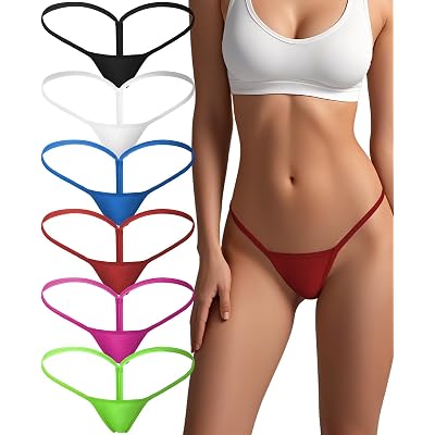 sosusu Cotton Underwear G-string Thong for Women Micro Sexy Ladies Panties Comfortable Stretch Low Rise 6 Pack
