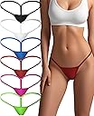 sosusu Cotton Underwear G-string Thong for Women Micro Sexy Ladies Panties Comfortable Stretch Low Rise 6 Pack