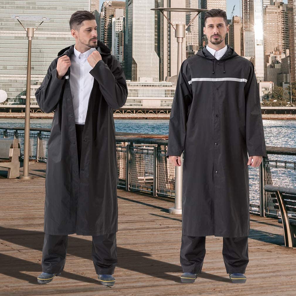 Pahajim Chubasquero Largo Adulto, Poncho Impermeable Reutilizable con Capucha Ajustable, Capa lluvia Trabajo Raincoat Plegable para Hombres y Mujeres