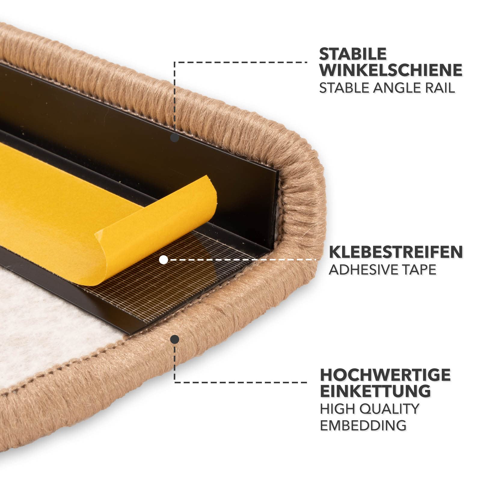 Floordirekt Tappetini per gradini Alto, semicircolari o rettangolari, in 8 colori, resistenti e facili da pulire, per interni (antracite, semicircolari, 65x23,5 cm