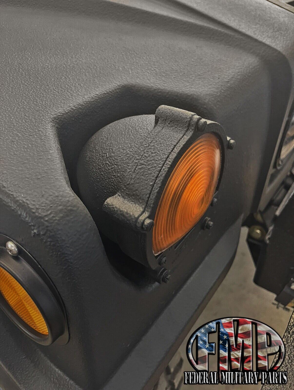 2 Pack Military Front Turn Signal Assembly - Black With Amber Light - Fits Humvee M998-24V Universal