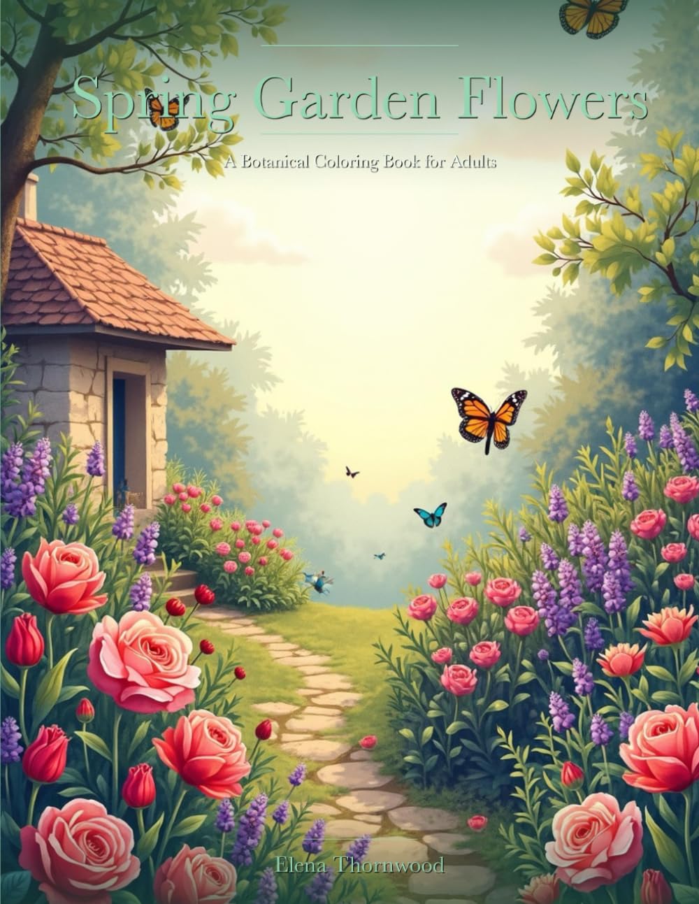 Spring Garden Flowers: A Botanical Coloring Book for Adults
