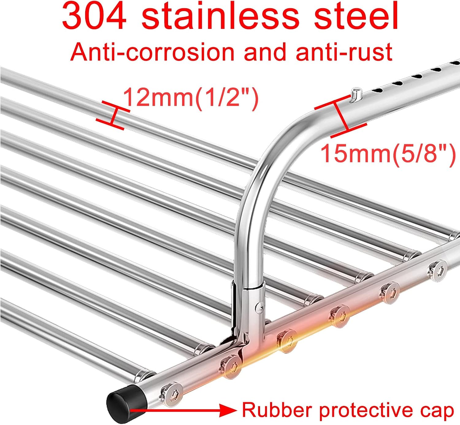 Extendable Balcony Clothes Drying Rack Stainless Steel Foldable Indoor/Outdoor Laundry Stand for Railings Windows Heaters Multifunctional Space Saving Solution