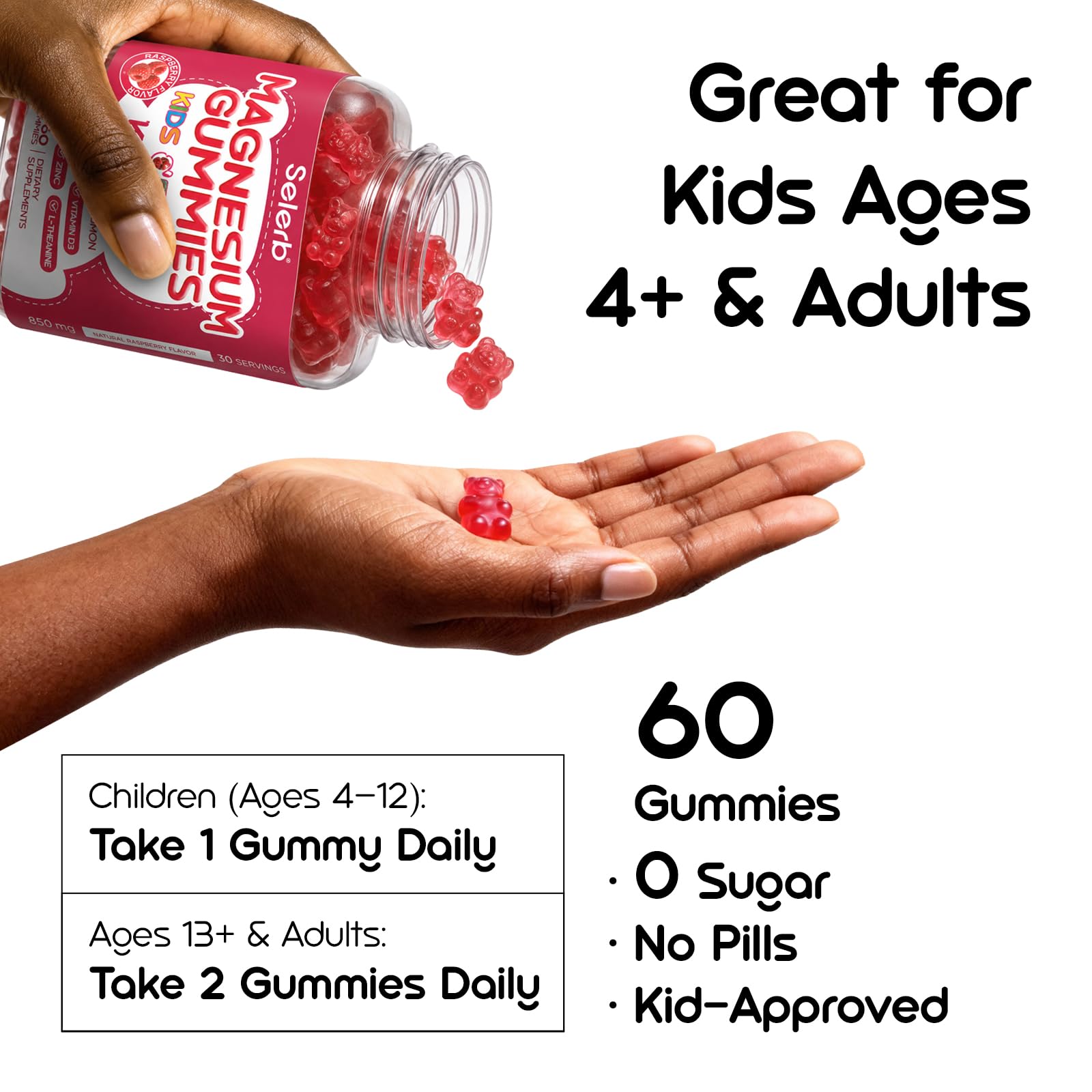 Magnesium Glycinate Gummies for Kids & Adults Melatonin Free Calm Magnesium Gummies with Citrate, Malate, B6, D3, Calcium & L-Theanine for Sleep Relaxation, Bone & Muscle Magnesium for Kids 2 Packs — Amazon image 9