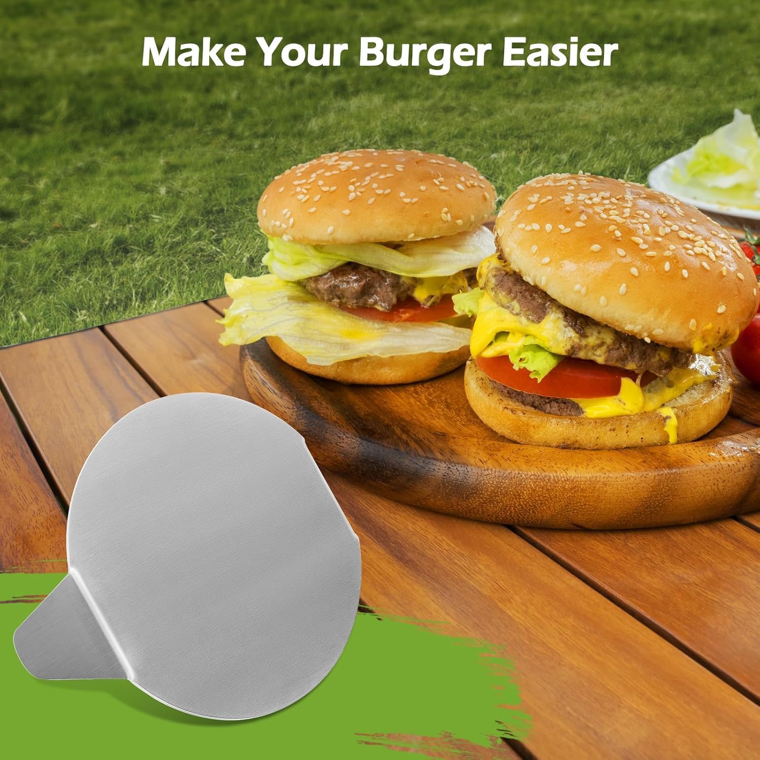 Pressa per Hamburger, 5,5 Pollici, Rotonda per Hamburger, in Acciaio Inox, Smash Burger Pattie Press, Hamburger Pressa Rotonda per Deliziosi Hamburger, Patties, BBQ