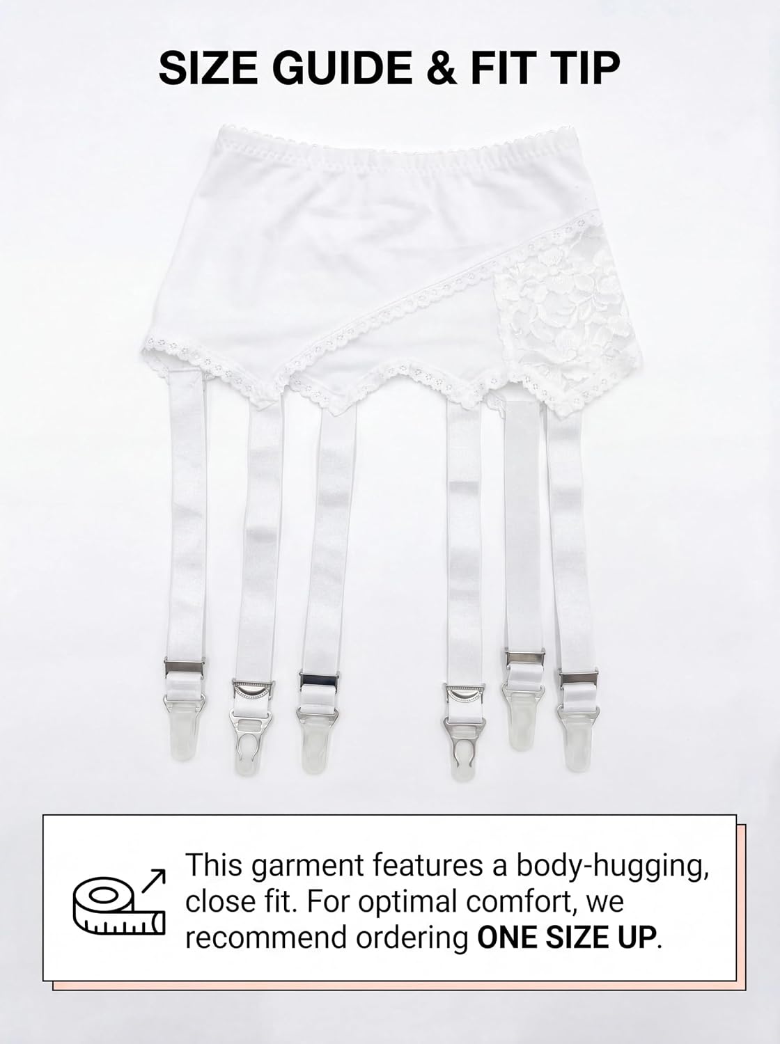 Women's Floral Lace Garter Belt Sexy High Waisted Suspender Lingerie Set with 6 Straps Metal Clip for Thigh Highs