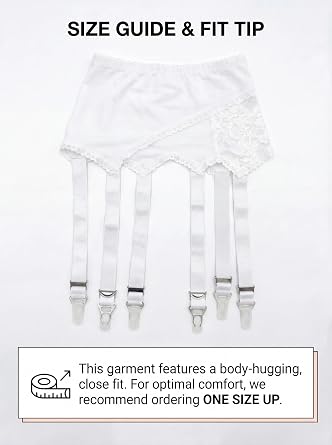 Women's High Waisted Lace Garter Belt with 6 Metal Clips
