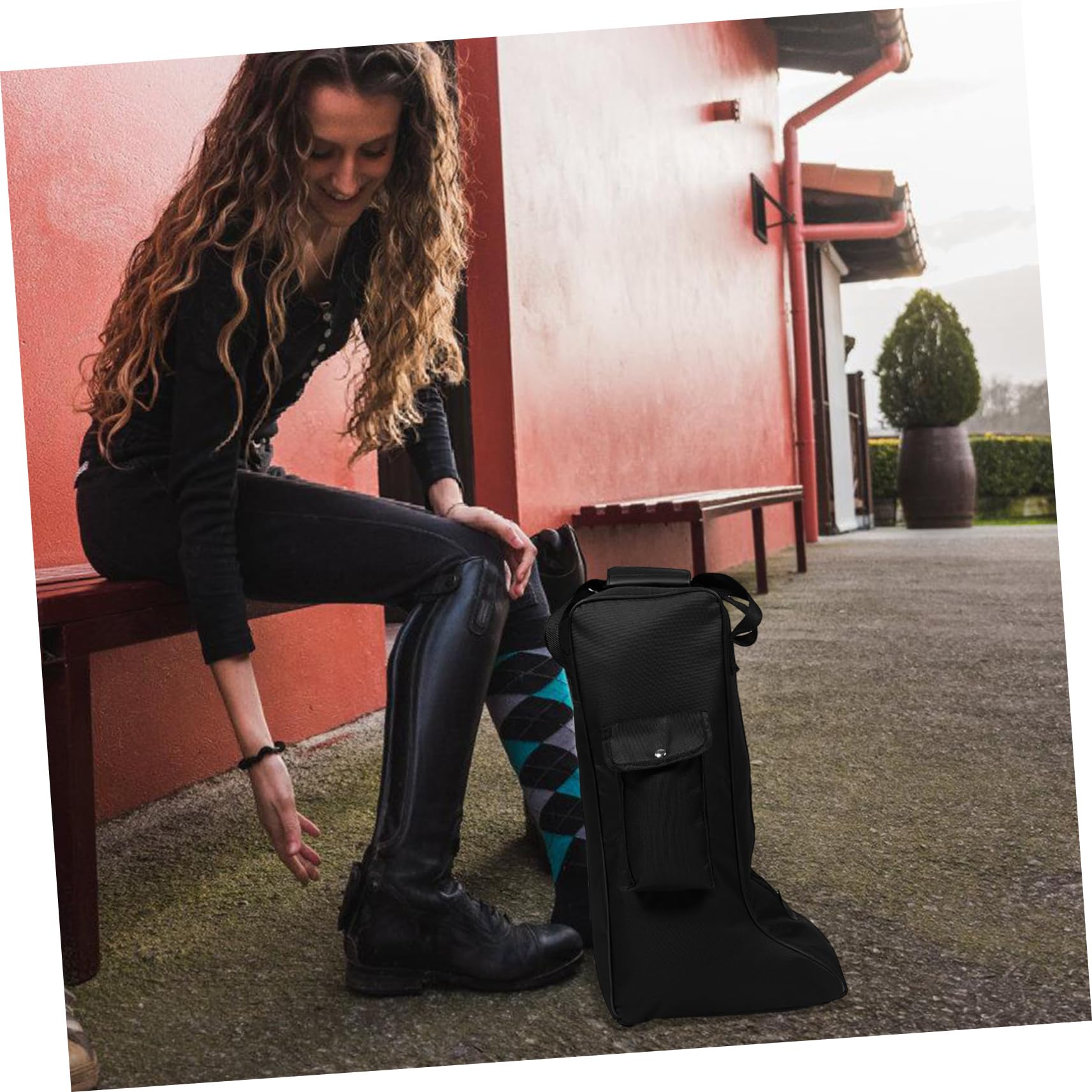 Ciieeo Borsa Tasca Frontale Oxford per Stivali da Equitazione Nero Versatile Comoda per Trasporto e Conservazione Durante Sci e Escursionismo