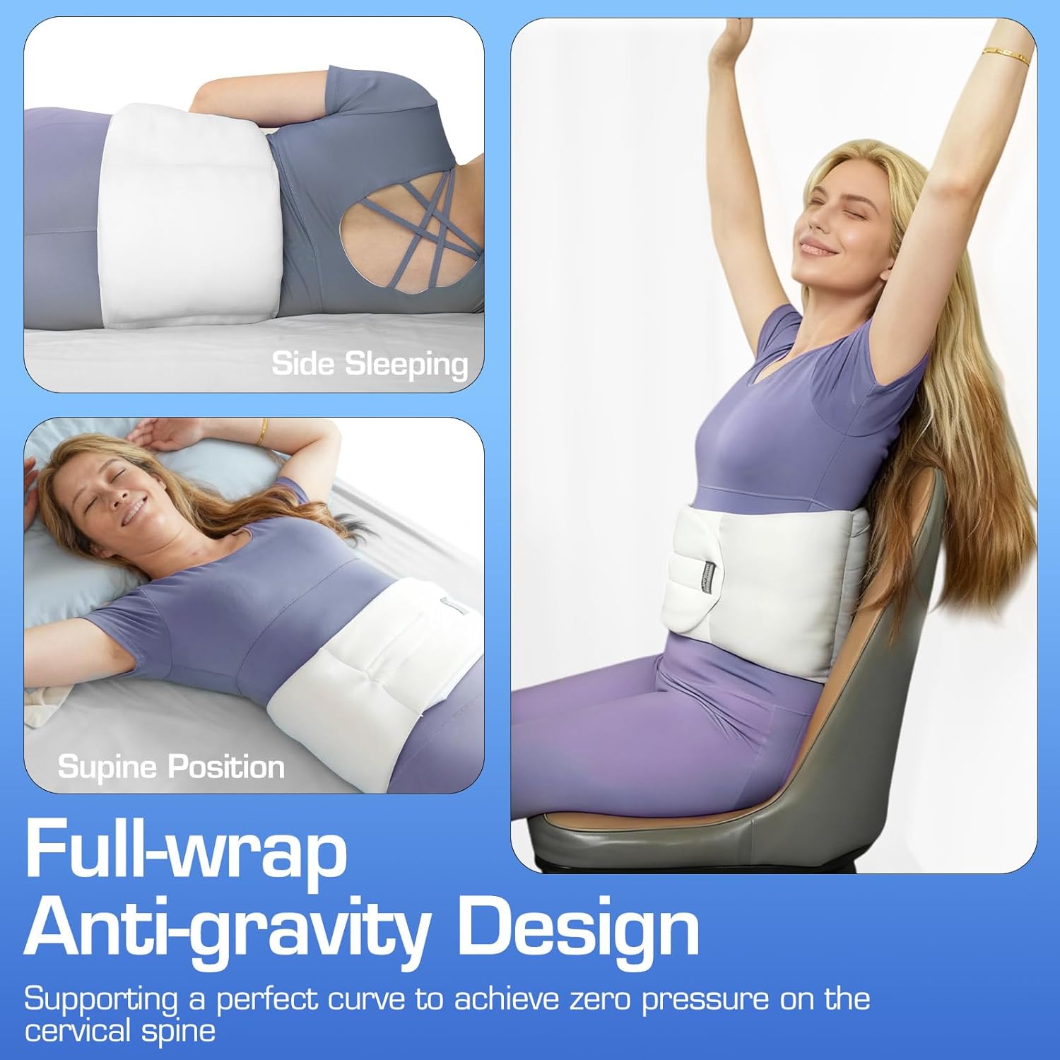 Lumbar Support Pillow for Sleeping - Lumbar Sleeping Pillow， Lower Back Sleep Pillow for Pain Relief