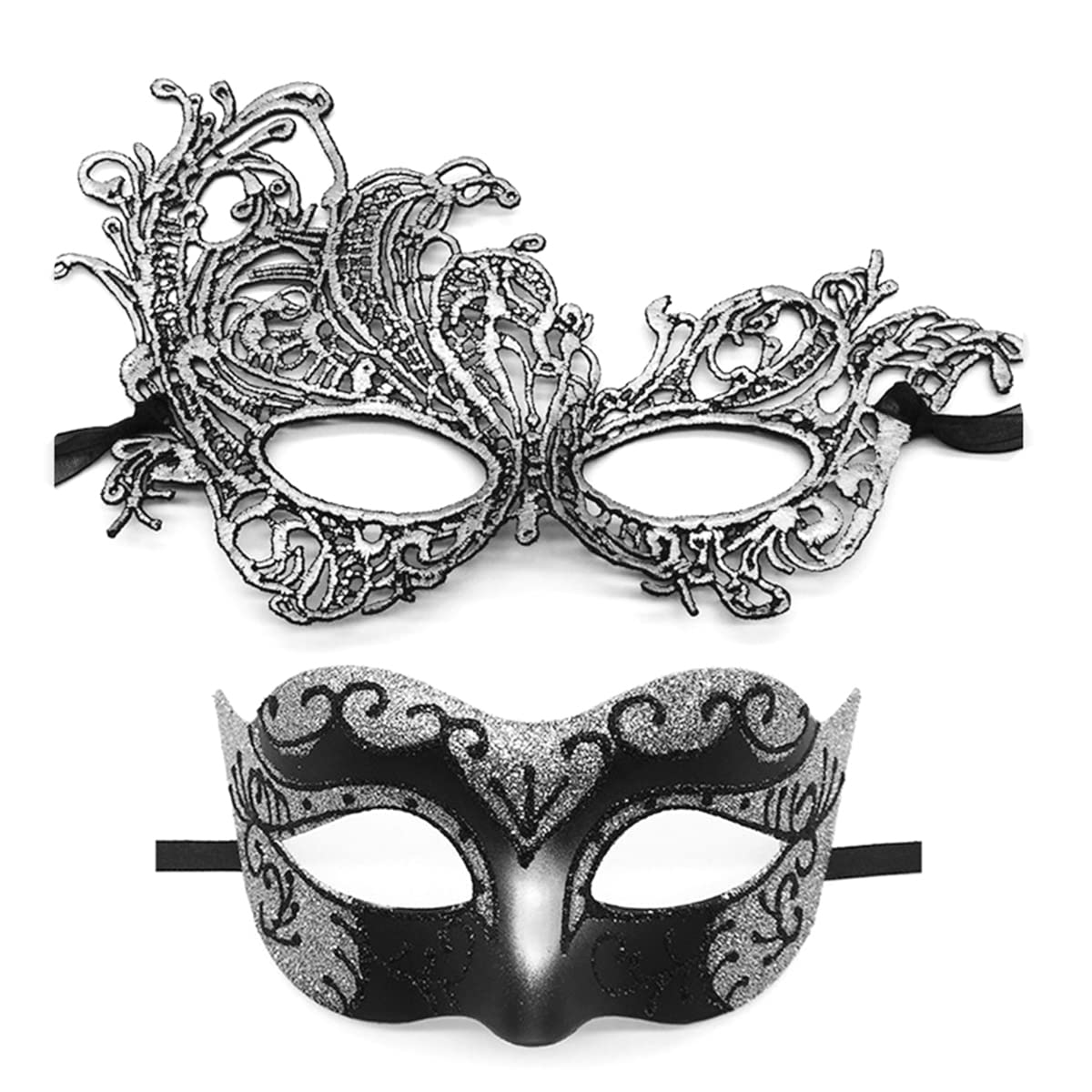 Masquerade Mask for Couples Lace Eye Mask Venetian Carnival Halloween Mask Party Ball Prom Mask Costume Mardi Gras 2Pack