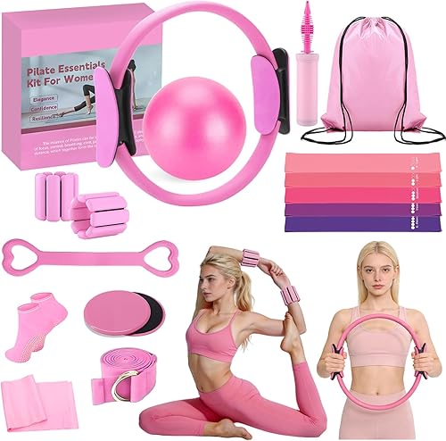 Miniatura 9 de Kit de pilates para entrenamientos en casa – Juego de equipo de pilates con anillo, pelota, bandas de resistencia, accesorios de pilates, kit