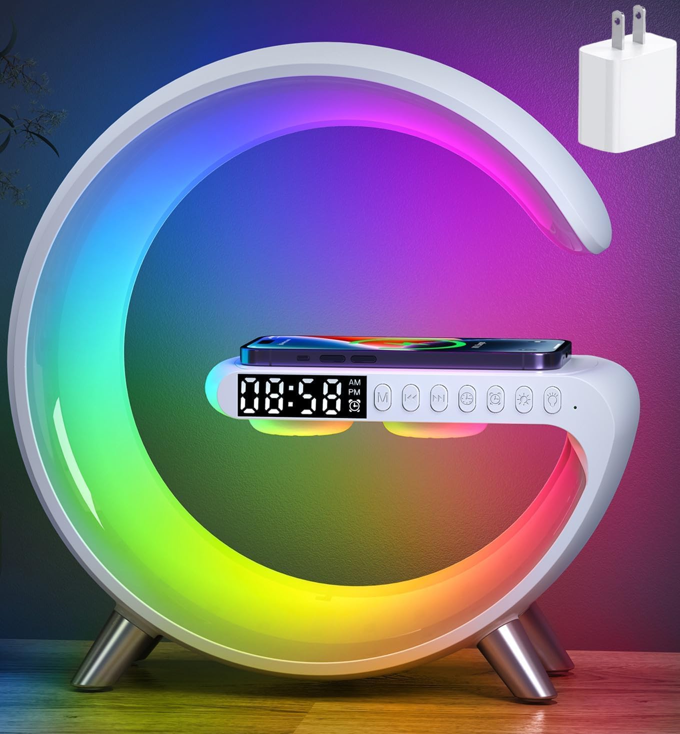Smart LED Table Lamp, 4-in-1 Wireless...