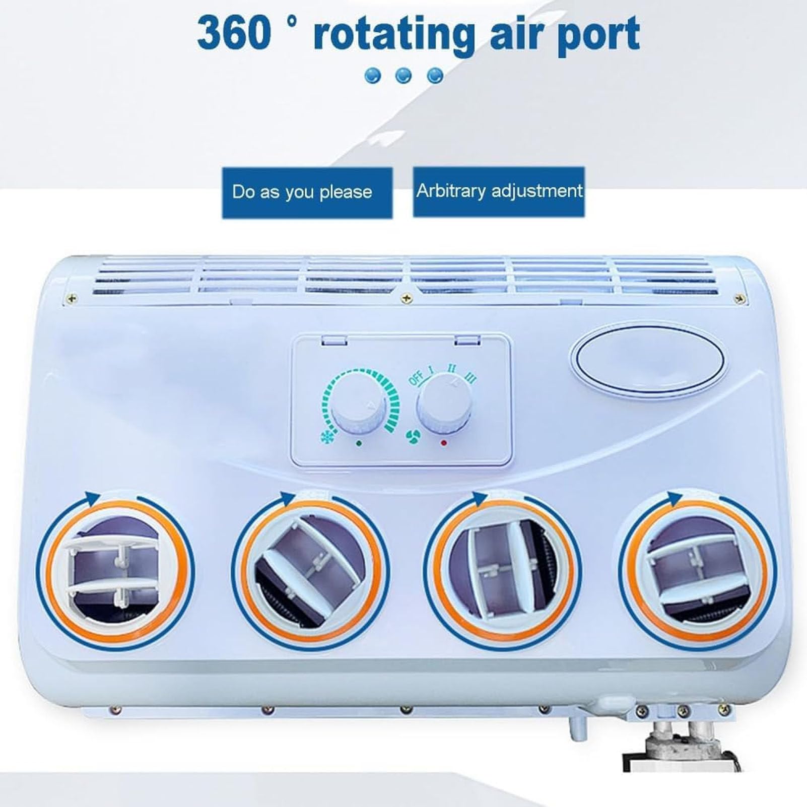 Conjunto evaporador de Aire Acondicionado para RV de 12V/24V, Conjunto evaporador de Aire Acondicionado de 360°, 32 núcleos de Aluminio, para Coche, Caravana, camión, autobús, Autocaravana 12V