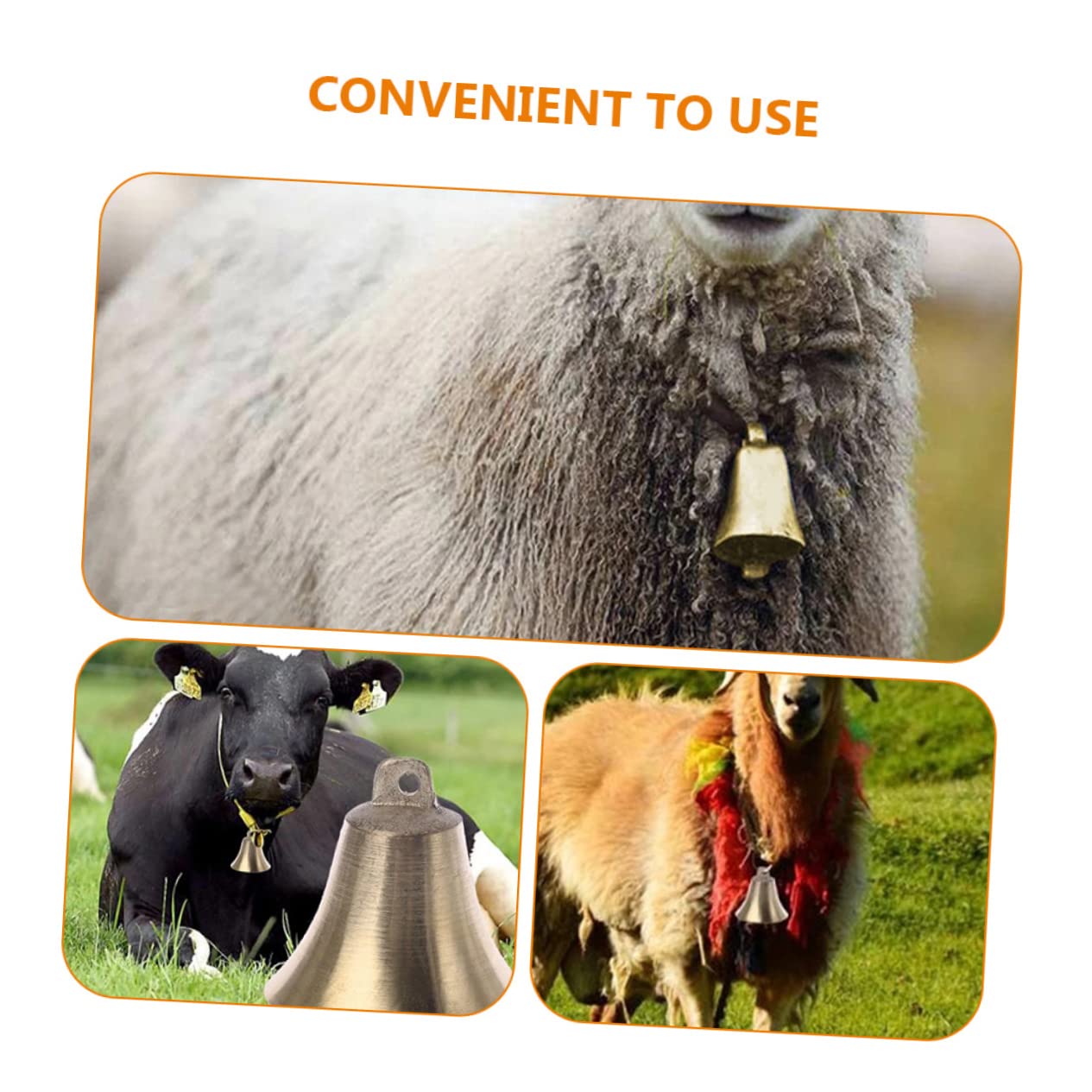 Unomor Sheep Grazing Bell 4pcs Iron Bell Fine Grinding Loud Ring for Cattle Farm Use