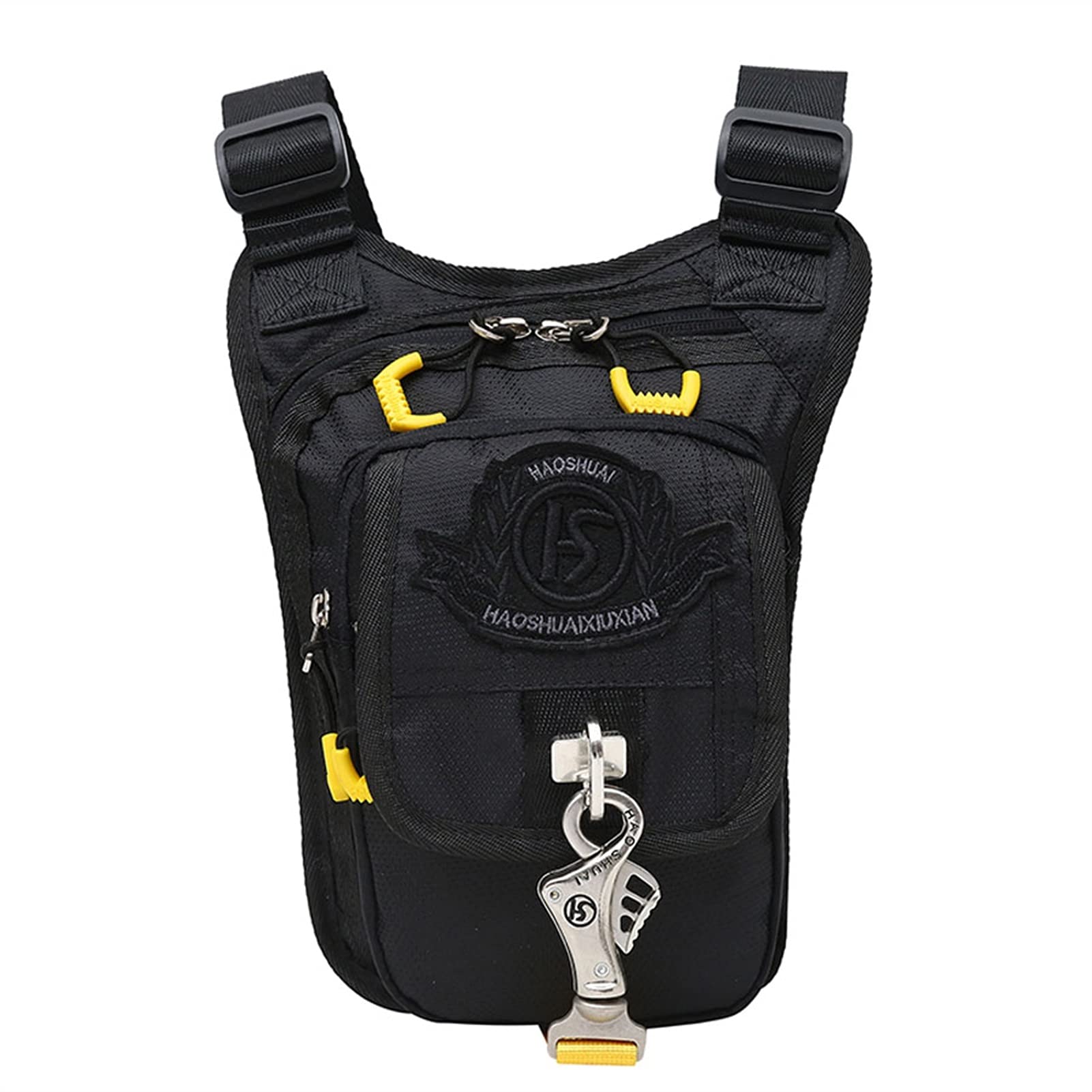 ApuaVireo&Co Męska nylonowa torba na talię, ramię typu crossbody, torebka, modny pas biodrowy, saszetka biodro, nogę(Black)