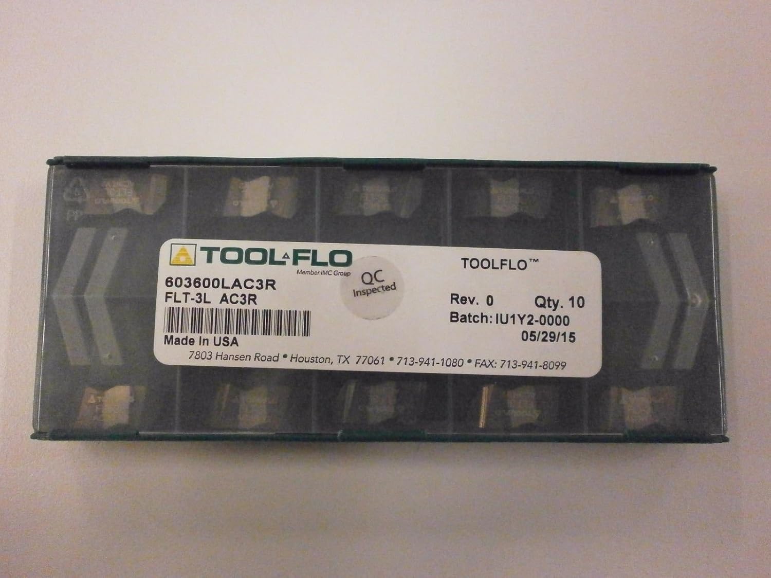 10pc) ToolFlo FLT 3L AC3R Top Notch Coated Carbide 60° V Threading Inserts NT 3L AC3 Made in USA