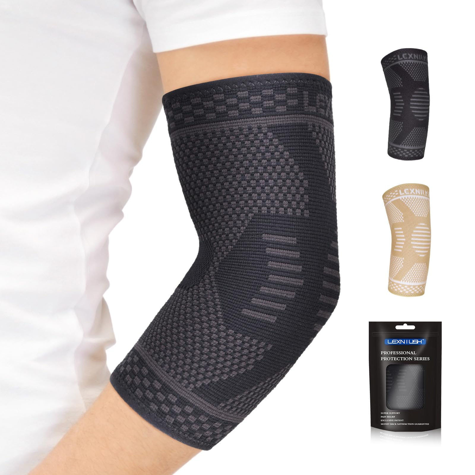 Lexniush Tennisarm Bandage für Damen/Herren - Kompression Ellenbogenbandage für Tennisarm, Golferarm, Sport, Gym - Ellenbogen Bandage Tennisarm Rechts/Links für Arthritis, Sehnenentzündung