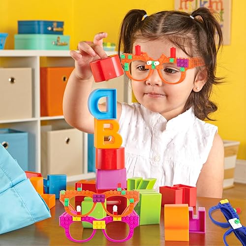 Miniatura 7 de Hxezoc 12 Pcs DIY Building Bricks Glasses Building Blocks Games for Kids Creative Building Block Birthday Party Supplies
