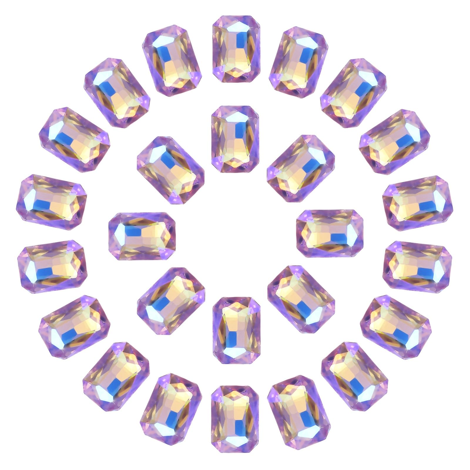 Diamantes de imitación rectangulares octágonos violetas de cristal 10x14mm para manualidades