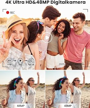 4K Digital Camera 64MP Auto Focus Dual Camera Photo Camera with 32GB Card 16X Digital Zoom Compact Camera Digital Camera with 2 Batteries for Teenagers Beginners