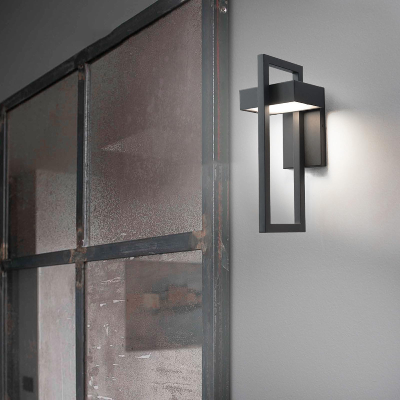 LED Esterno Applique da Parete Impermeabile IP65 Metallo Lampada da Parete Moderna Nero Iluminazioni per Pareti Interno/Esterni per Corridoio Balcone Giardino Terrazzo (Nero Luce Naturale,35cm)