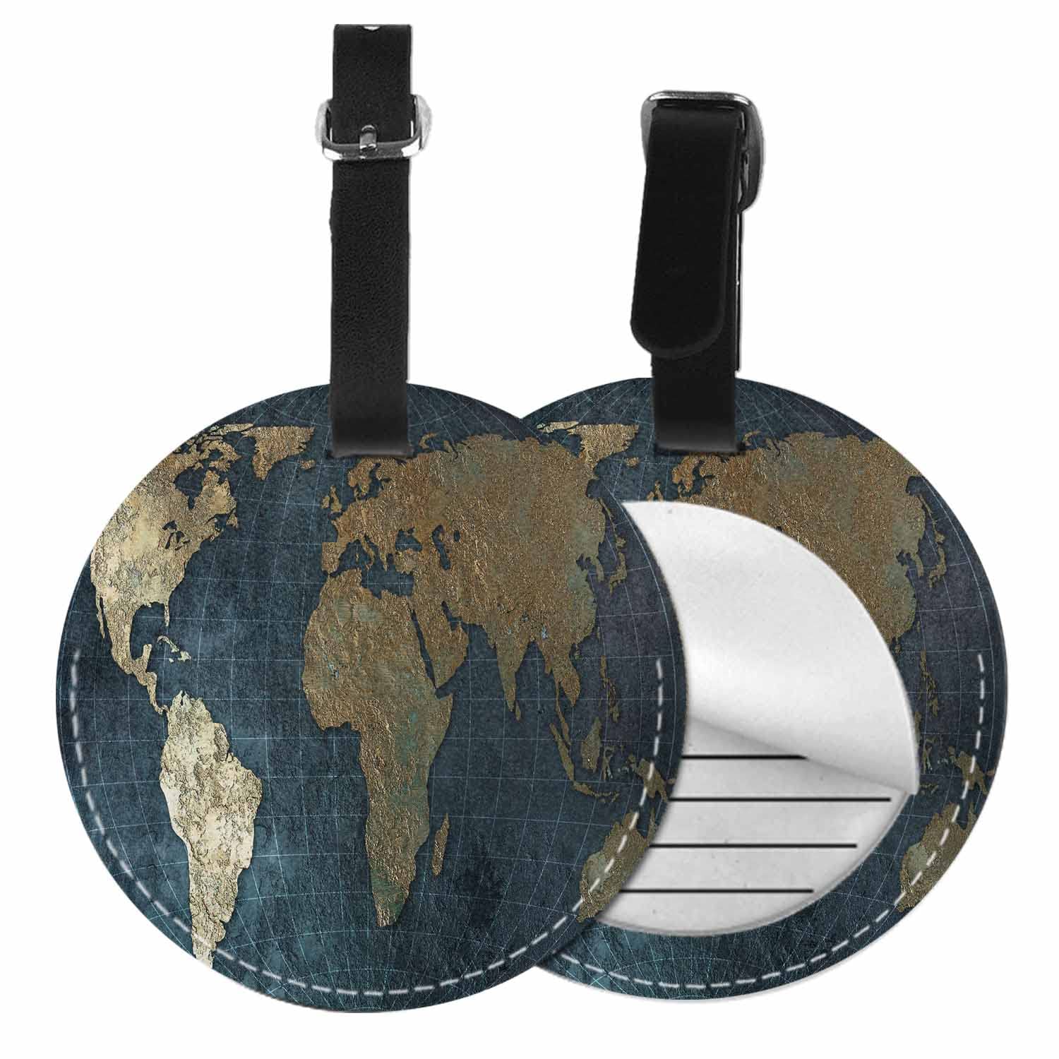 TKS MITLAN 1 Pcs Luggage Tag World Map Privacy Cover ID Label Address Card for Travel Bag Suitcase Continent Global Territory National Boundary