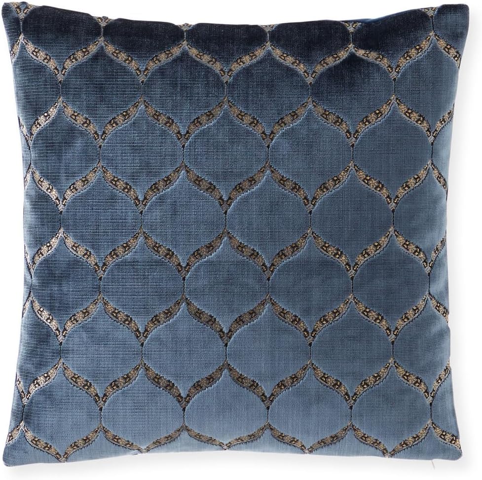 Thread & Weave Safari 26” x 26” Euro Sham - Blue Animal Lifestyle Cut-Velvet Design with Velvet Back - Zipper Closure, Knife Edge Finish - Luxury Decorative Pillow Cover
