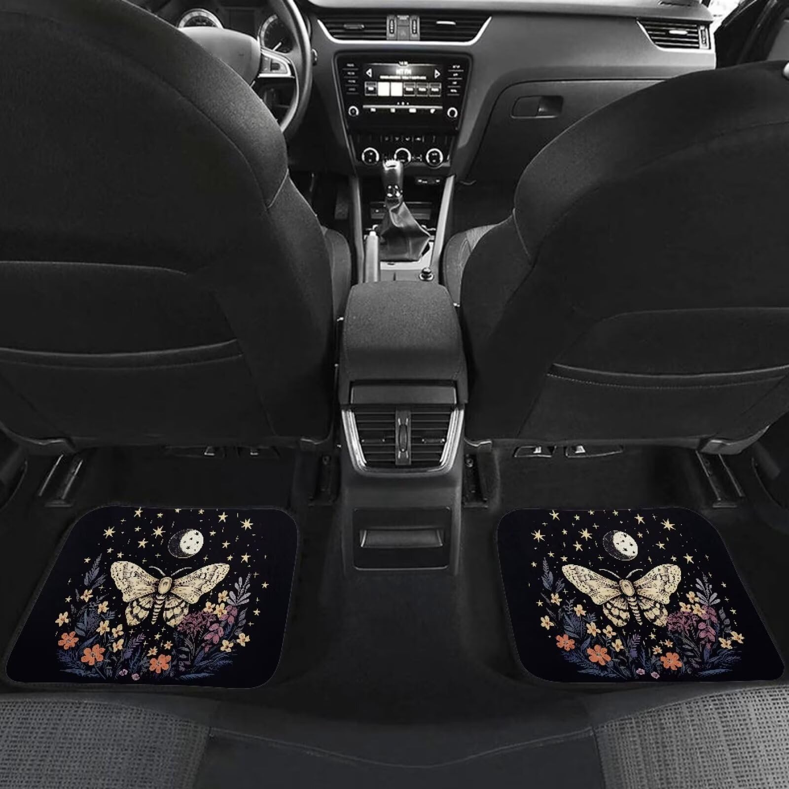 Cozeyat Moon Moth Car Floor Mats with Rubber Backing Heavy Duty Rubber Back Seat Car Mats 2Pcs Rear — view 4