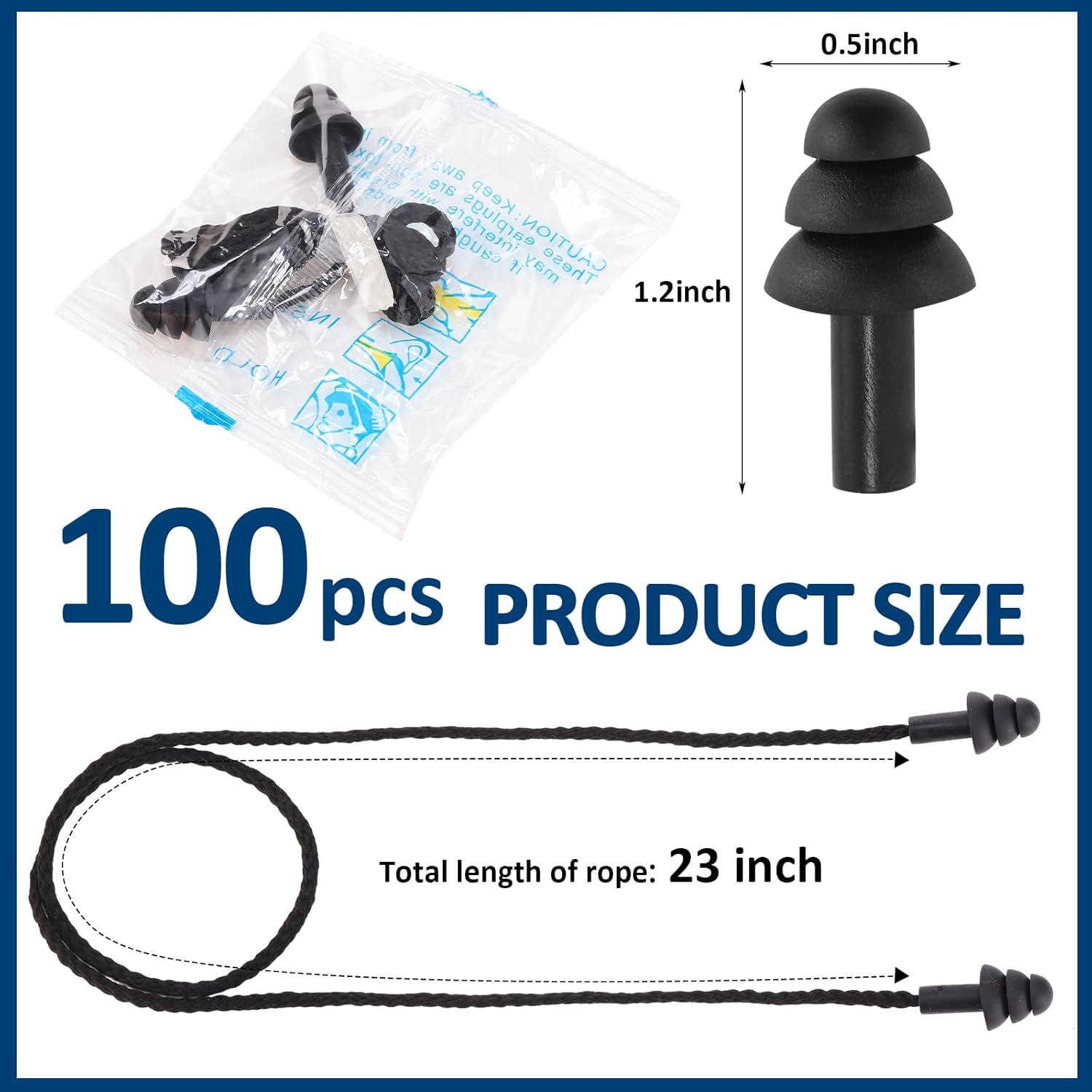 Xuhal 300 Pairs Black Corded Ear Plugs Silicone Reusable Earplugs Sound Blocking Individually Wrapped Ear Plugs Protection Hearing EarPlugs for Sleeping, Music, Shooting, Construction Work, Sports