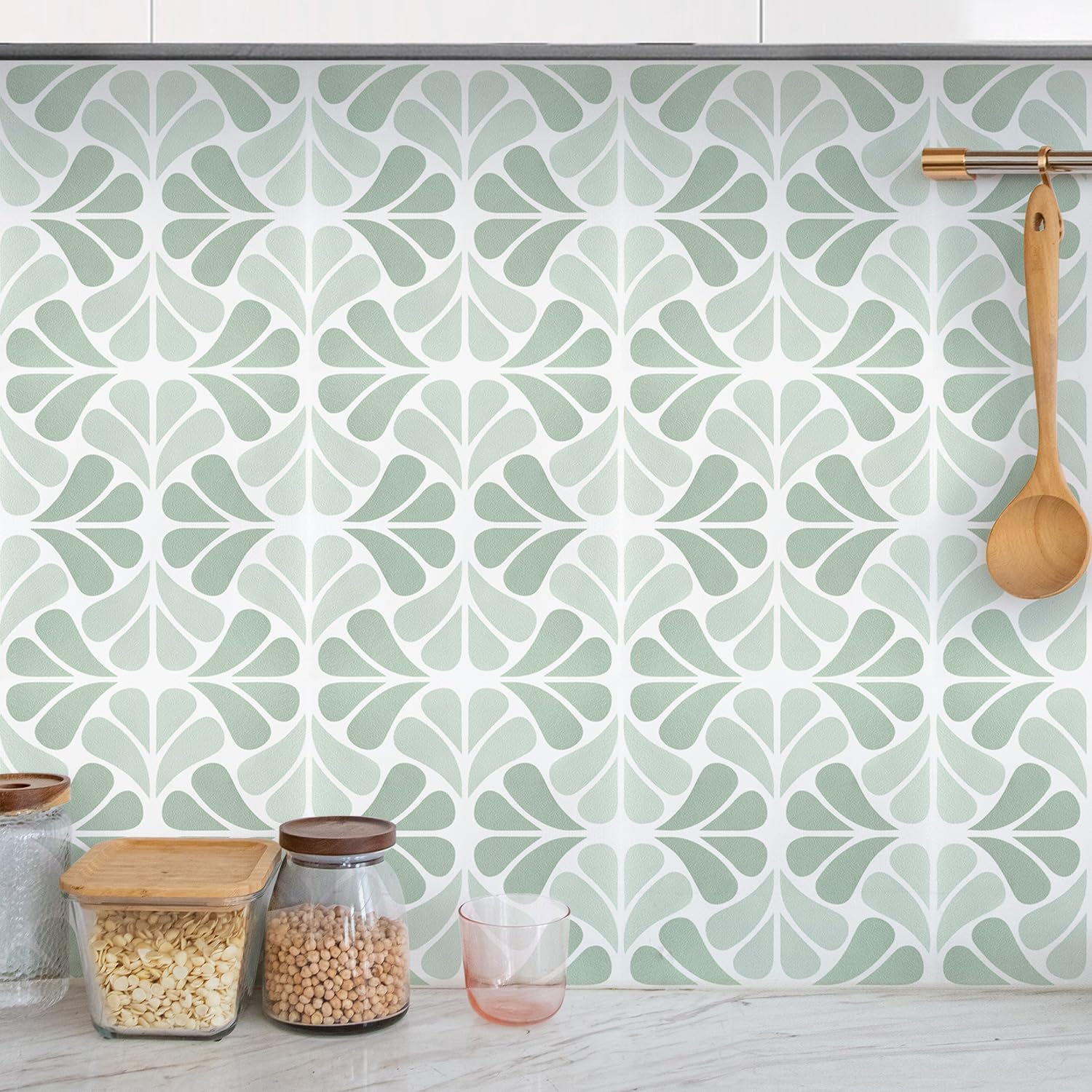 10 Pcs Boho Style Peel and Stick Wall Tiles 20x20cm, Peel and Stick Waterproof Self-Adhesive Backsplash for Kitchen Bathroom, Removable Vinyl Floor & Wall Decals (308)