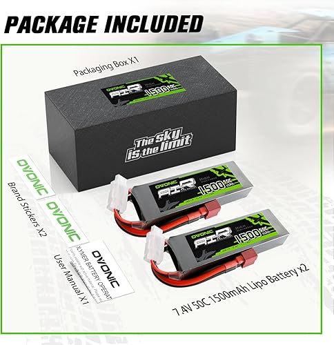 Miniatura 6 de OVONIC 2s Lipo Battery 50C 1500mAh 7.4V Lipo Battery Soft Case con conector T estilo Dean para avión espumoso pequeño helicóptero 2.165 in EDF RC