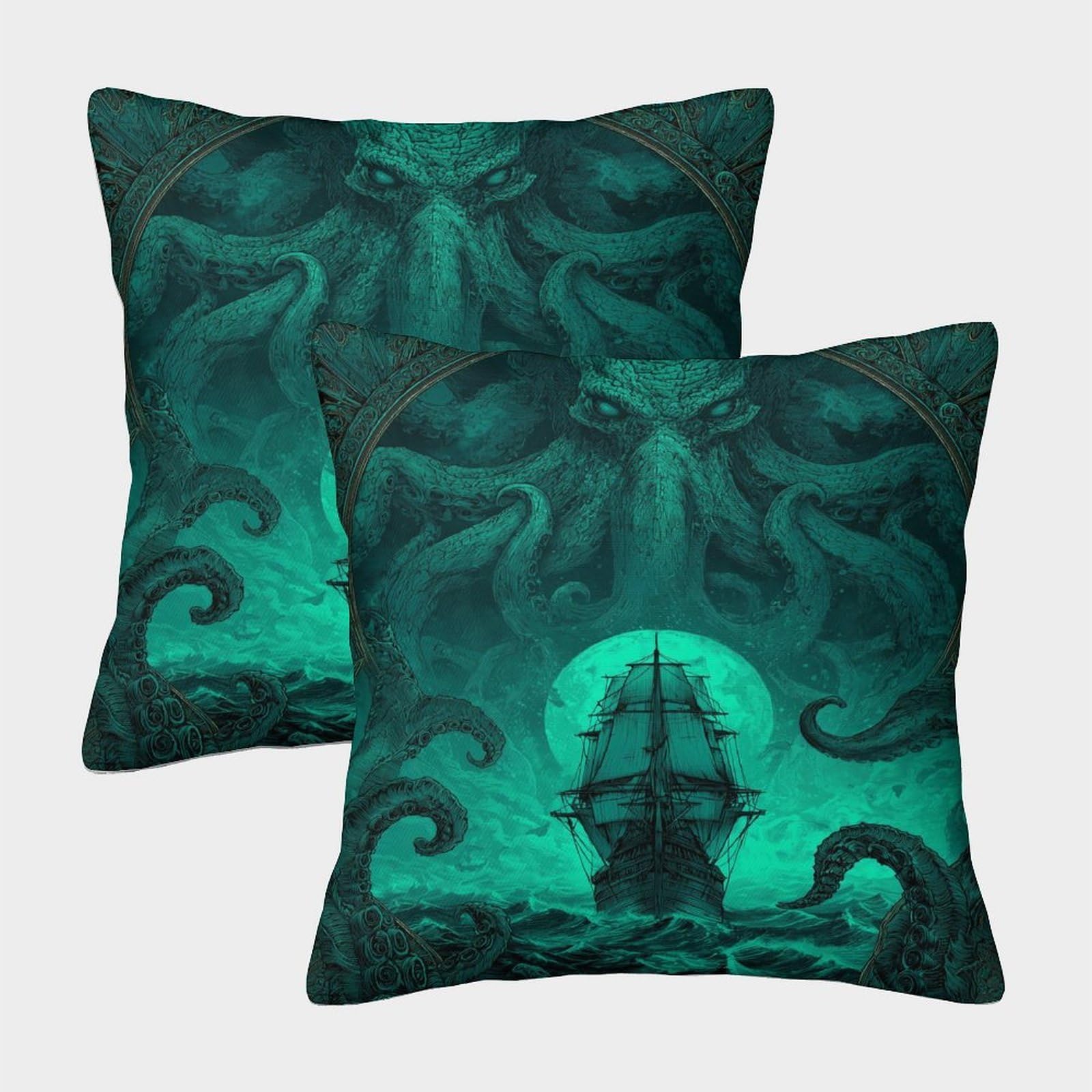 HWEICOIN 3D Printed Cthulhu Square Pillowcases Dinosaurs Square Throw Pillow Decorative Super Soft Pack of 2 for Patio,Couch, Tent, Balcony And Sofa 50x50cm