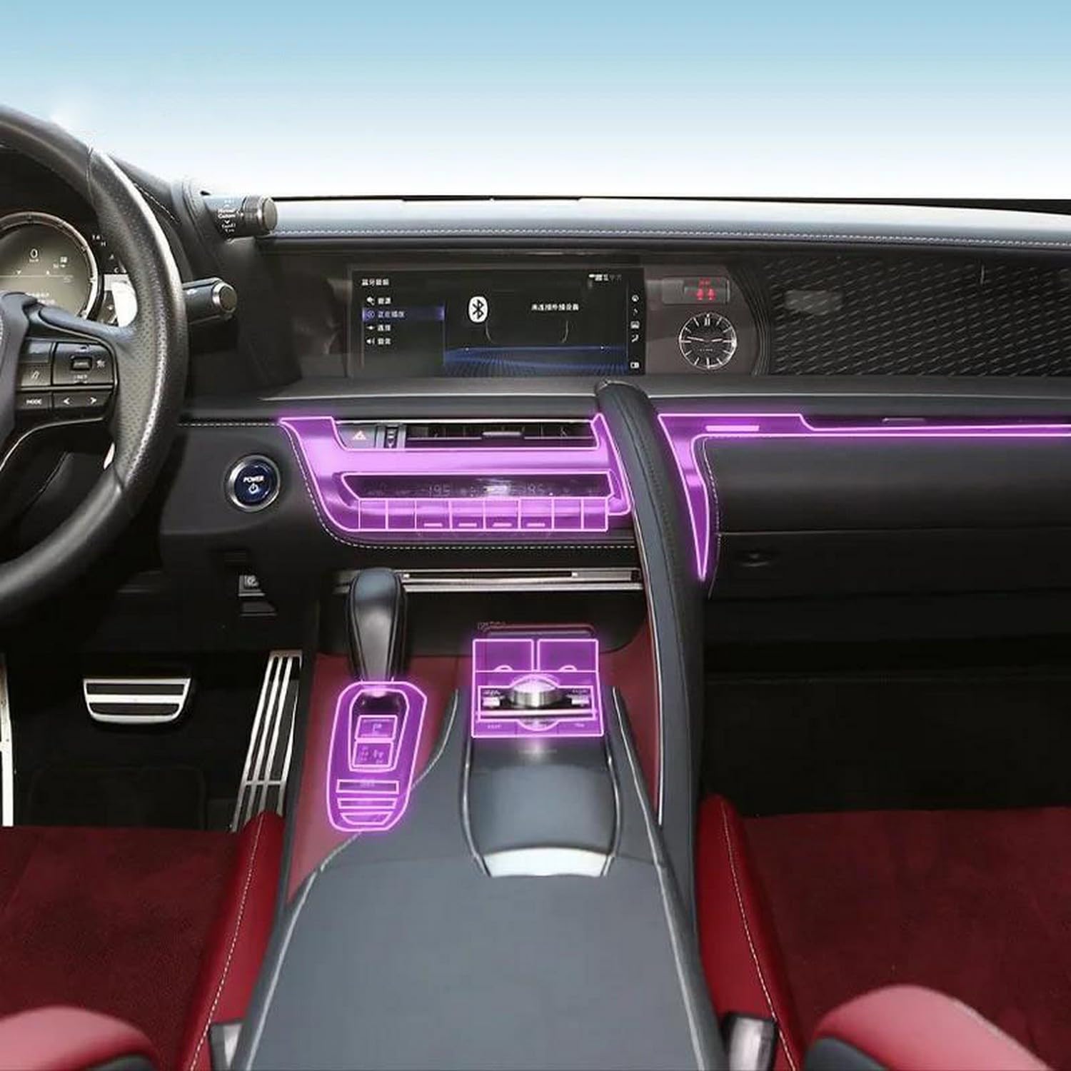 Évitez les rayures sur la console avec le film de protection TPU Lexus LC 500 2018-2024