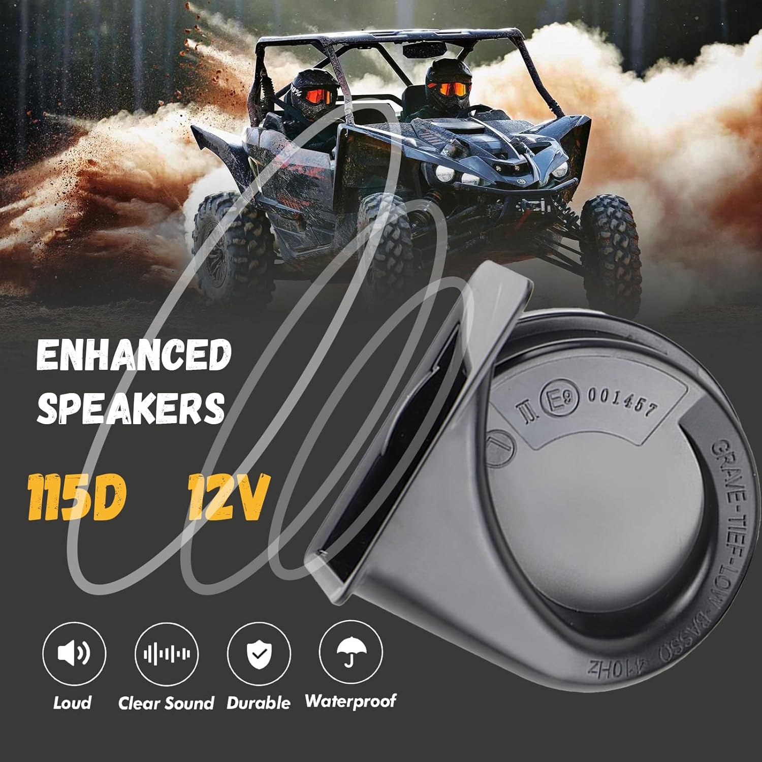 UTV ATV Turn Signal Kit, 110D Horn With Button,Universal Turn Signal With Turn Switch, LED Blinker Kit, Compatible With Polaris, Can-Am, Kawasaki, Arctic Cat, CFMOTO, Pionee （Amber and Red）