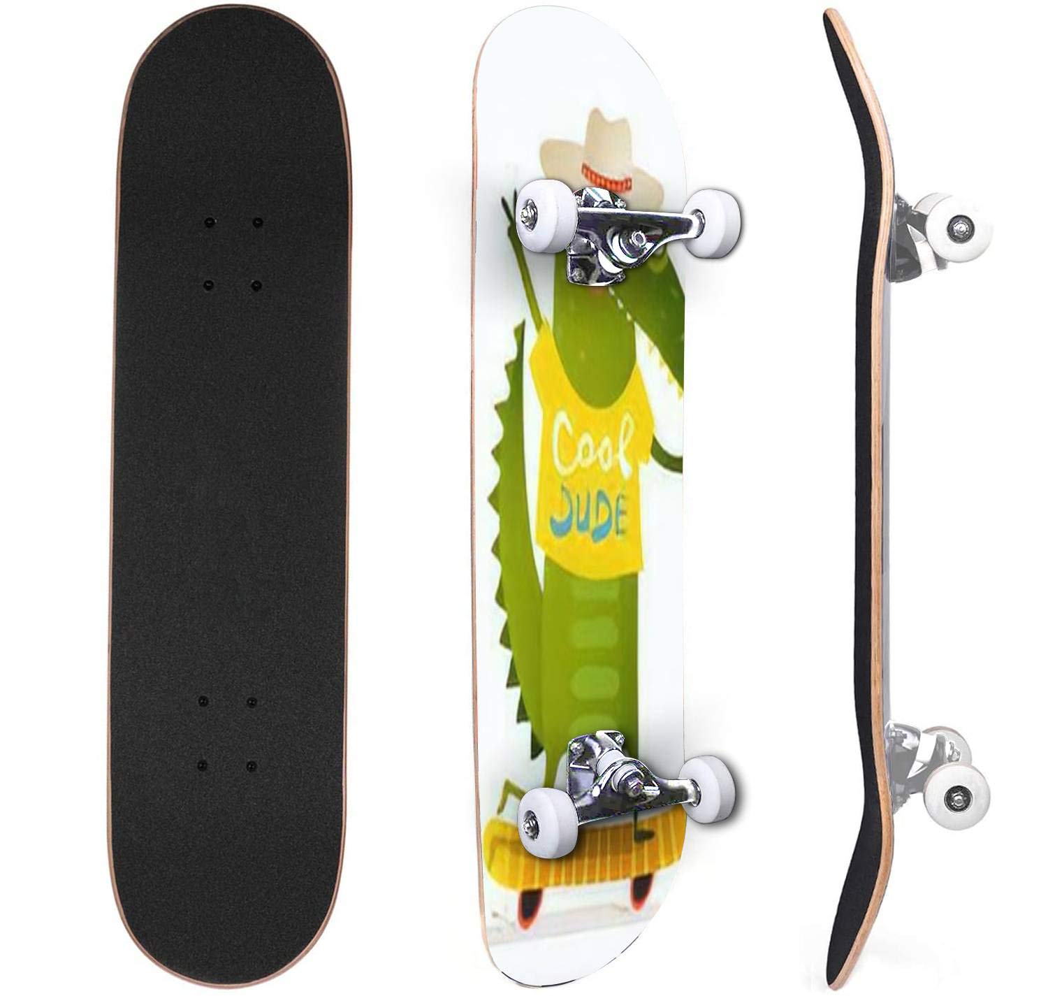 Classic Concave Skateboard hand drawing style of angry tiger riding skateboard Canadian Maple Trick Skateboards for Beginners and Professionals