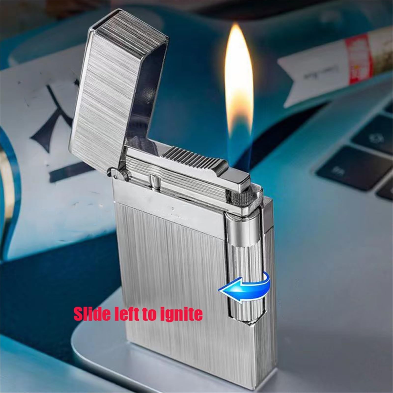 Encendedor de llama suave de cobre, llama ajustable, recargable, ideal para barbacoas, velas y uso al aire libre, para hombres