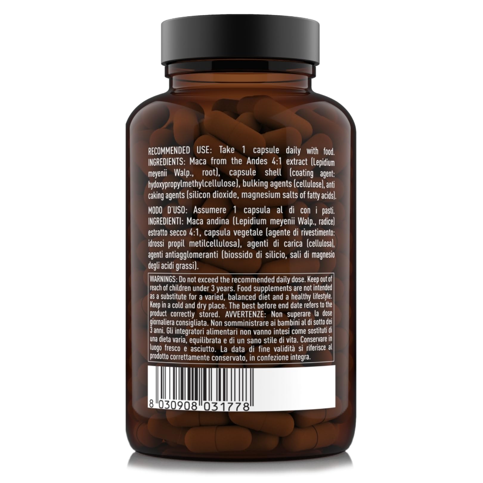 NÄTOO Essentials Maca 500mg 180 CPS Vegetali - Integratori Stanchezza con Maca Peruviana delle Ande (Ginseng Peruviano), Maca Forte con proprietà tonico adattogene, radice di Maca