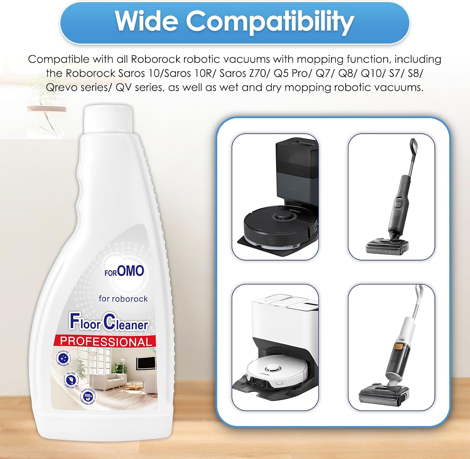 Floor Cleaning Solution Compatible With Roborock Robot Vacuum And Mop Cleaner, Floor Cleaner For Multiple Hard Floors, Suitable for All Robot Vacuums With Mopping and Wet Dry Vacuum, 16.23 FL OZ *2 image 5